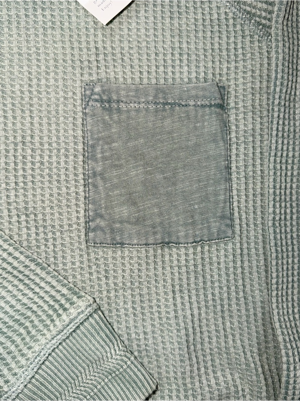 NWT Soft Surroundings Waffle Knit Top Faded Sage Green Pocket Cotton Tunic Sz M - Picture 5 of 13